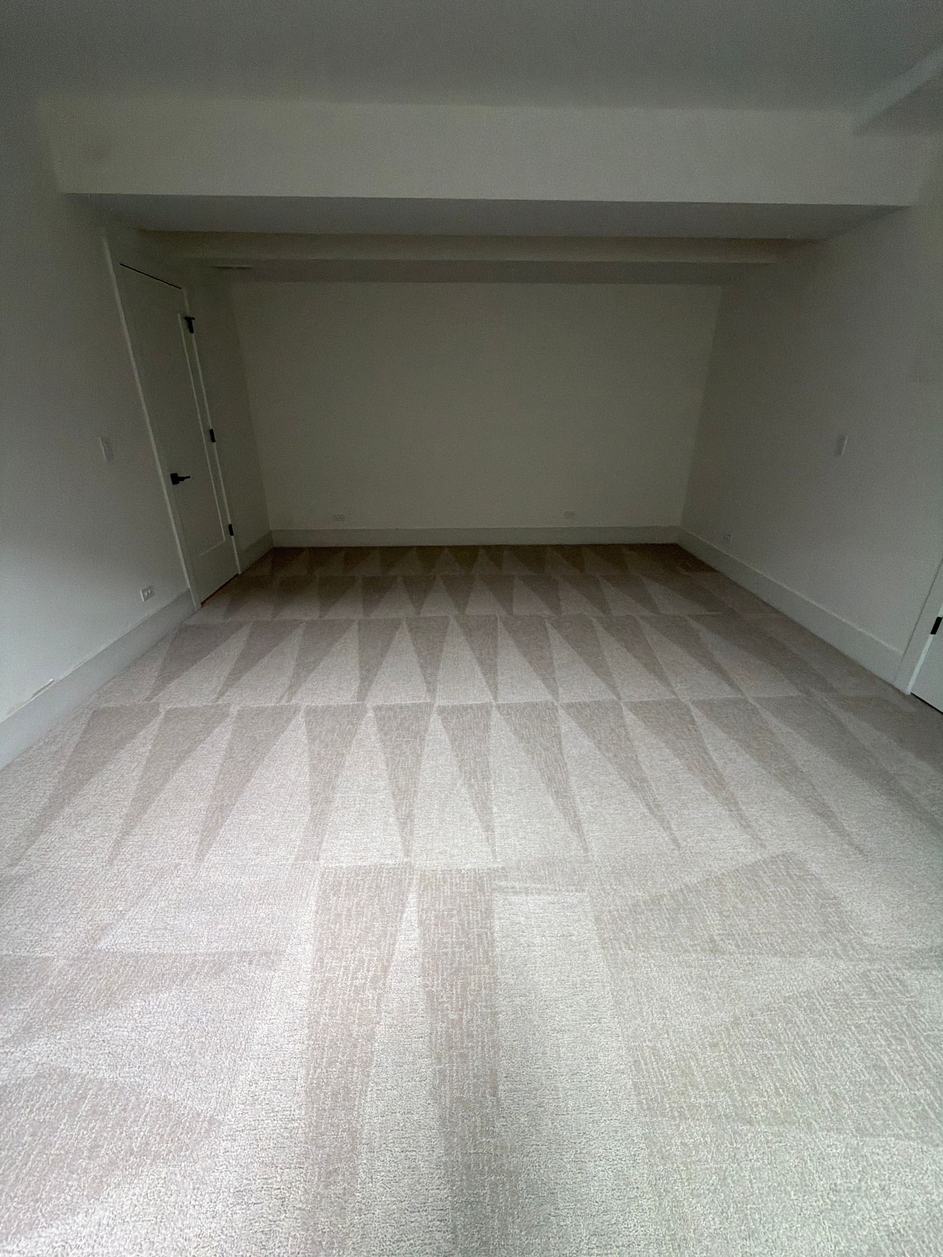 Empty closet or alcove with white walls and light carpet flooring