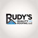 Logo for Rudy's Quality Roofing, LLC, featuring a brick letter 