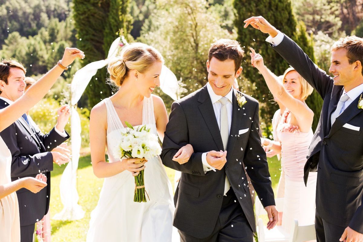 Happy wedding couple