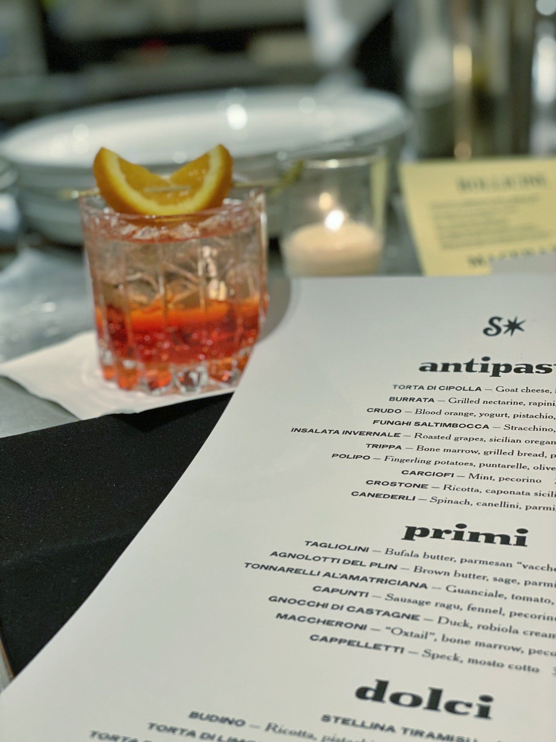 A menu with the word dolci on it