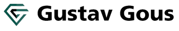 Gustav Gous logo with green geometric icon and bold black text on white background