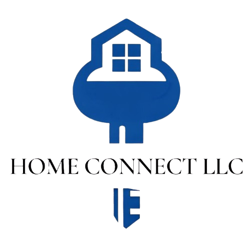 Blue house-and-key logo above the words “HOME CONNECT LLC” on a white background