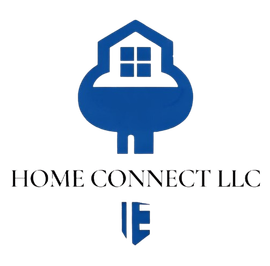 Blue house-and-key logo above the words “HOME CONNECT LLC” on a white background