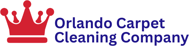 Logo for Orlando Carpet Cleaning Company, featuring a red crown and blue text.