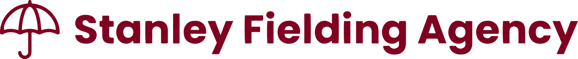 Stanley Fielding Agency logo with maroon umbrella icon and text on white background