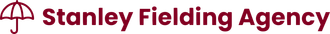 Stanley Fielding Agency logo with maroon umbrella icon and text on white background