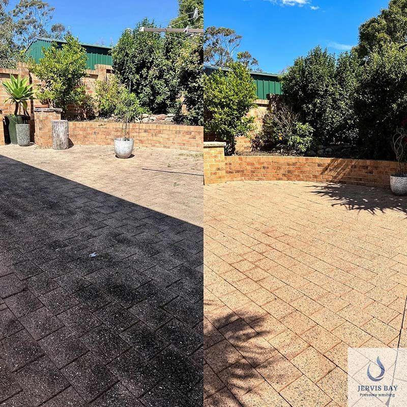 A Before And After Photo Of A Bricks — Jervis Bay Pressure Washing & Property Maintenance in Sussex Inlet, NSW