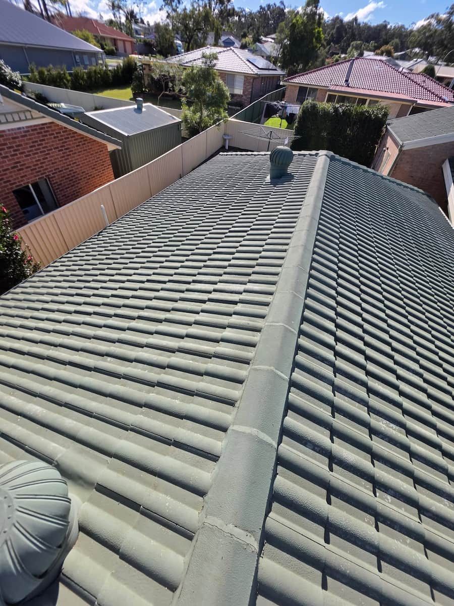 Rooftop View of a Gray Tiled Roof — Jervis Bay Pressure Washing & Property Maintenance in Vincentia, NSW
