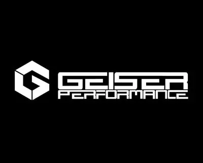 White Geiser Performance logo on a black background with stylized G icon and text