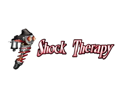 Logo reading “Shock Therapy” with a red-and-silver coil spring graphic on a white background