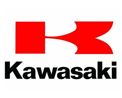 Kawasaki logo in black and red on a white background