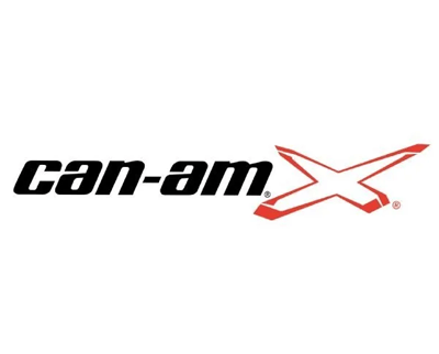 Can-Am X logo in black and red on a white background