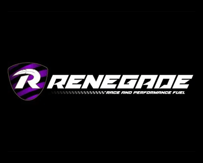 Purple shield logo with white R and the word RENEGADE on a black background