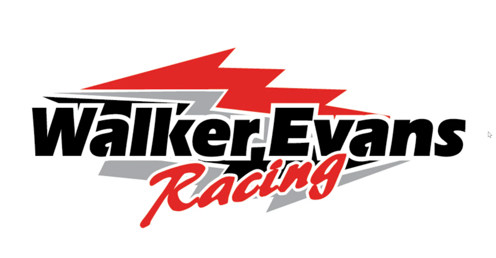 Walker Evans Racing logo in black, red, and gray stylized text with a lightning bolt graphic