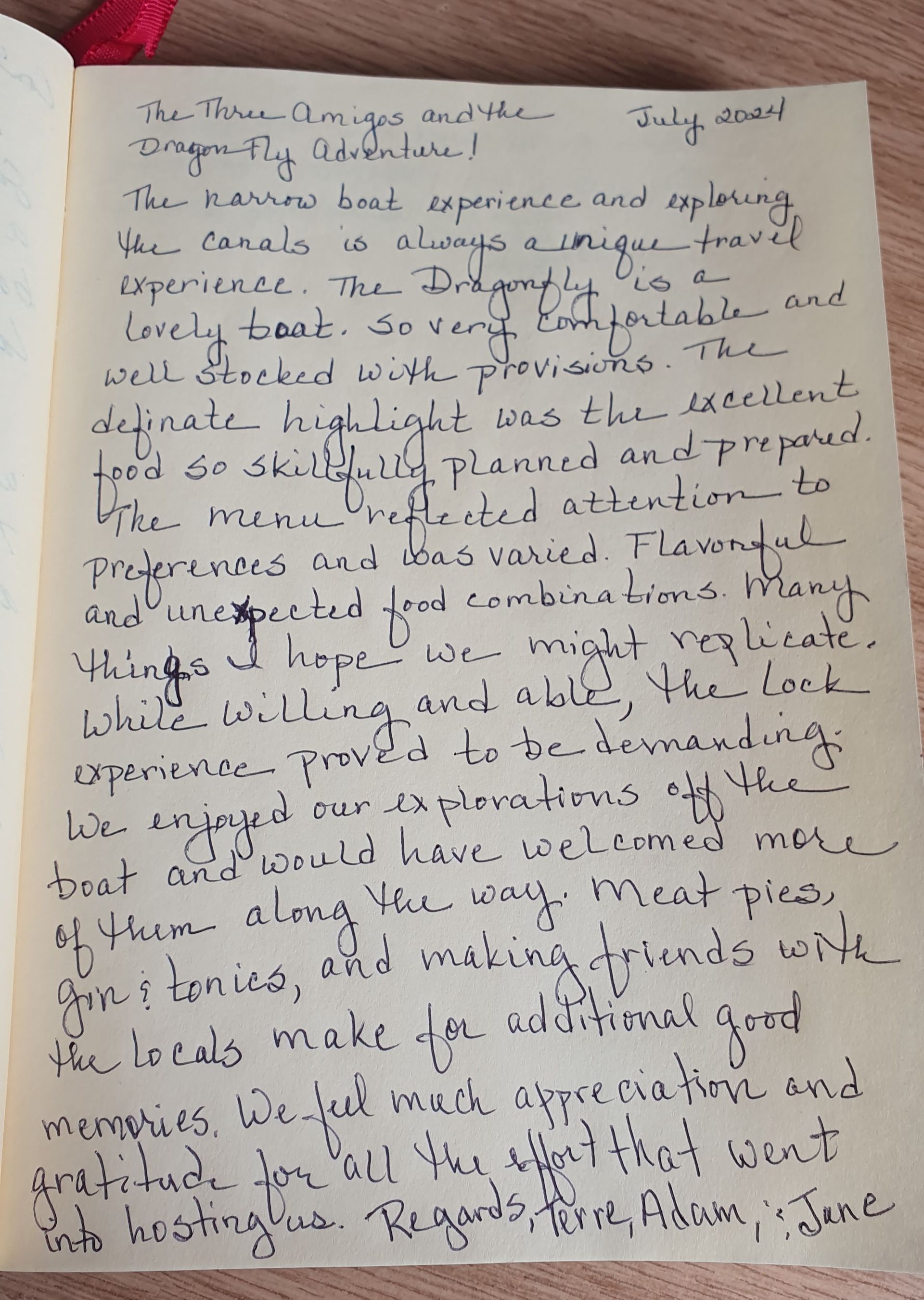 A hand-written review