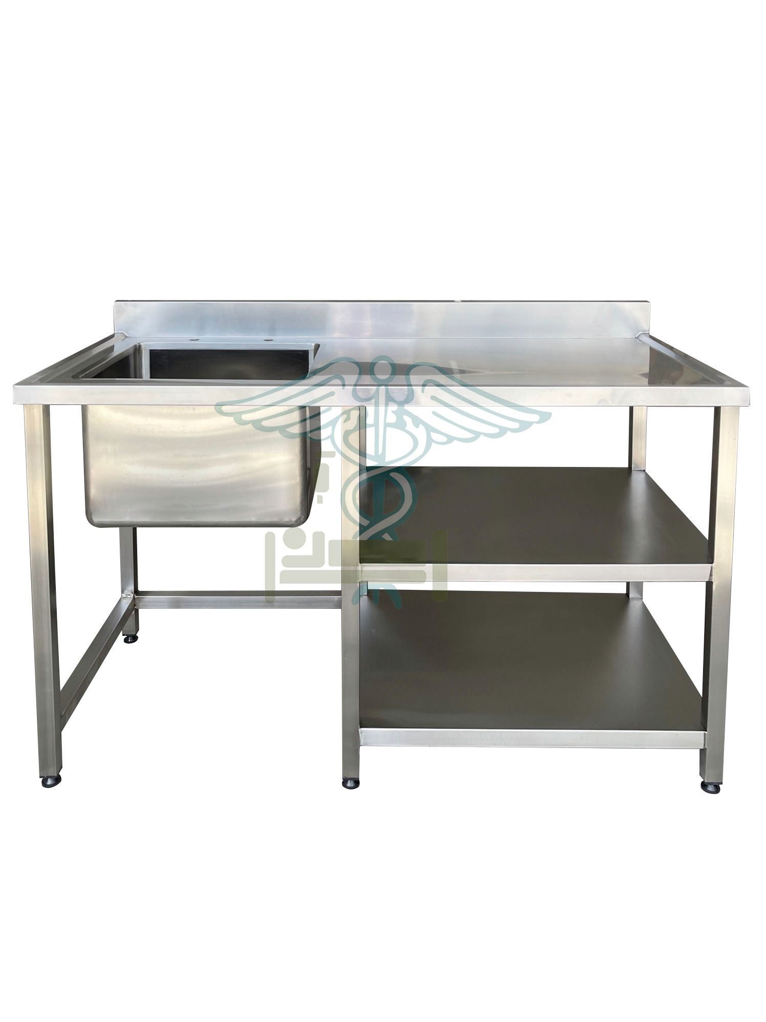 Mesa alta con respaldo y fregadero
