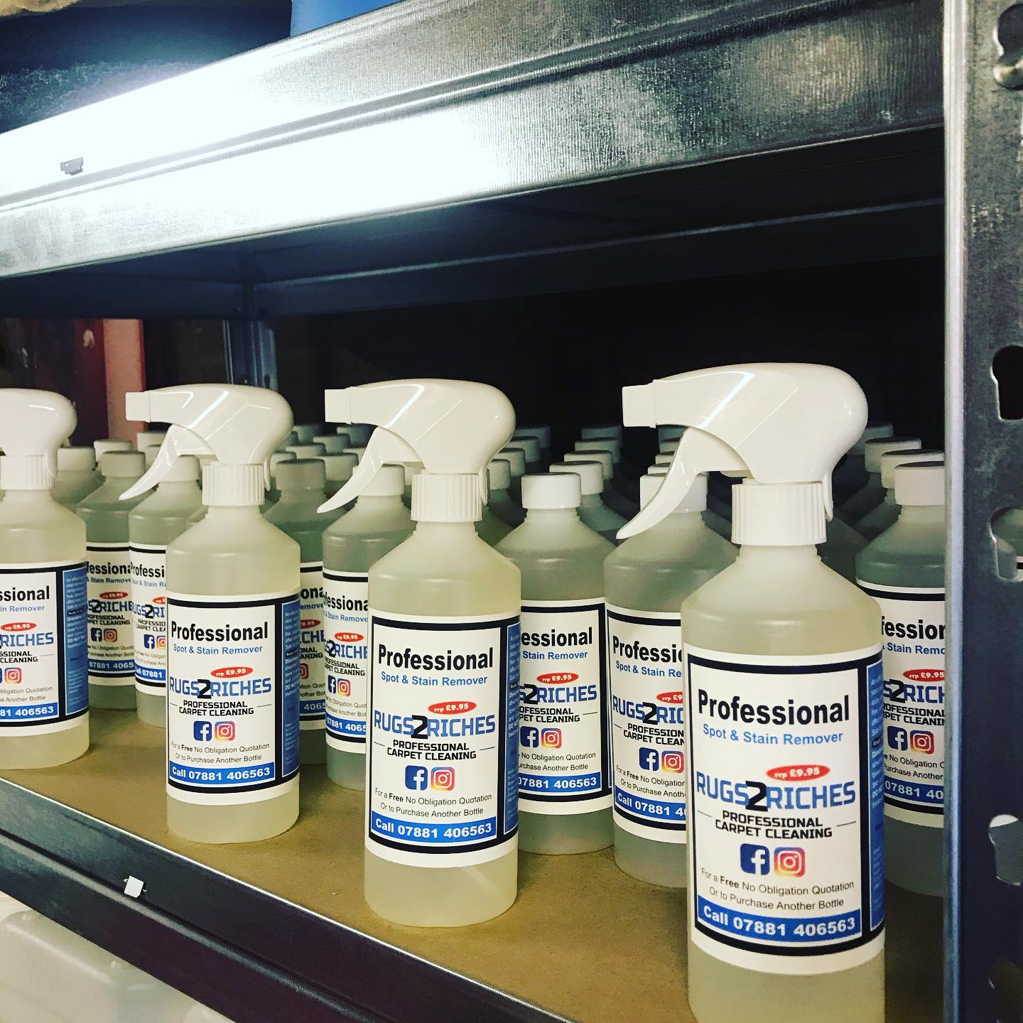 a shelf full of spray bottles that say professional