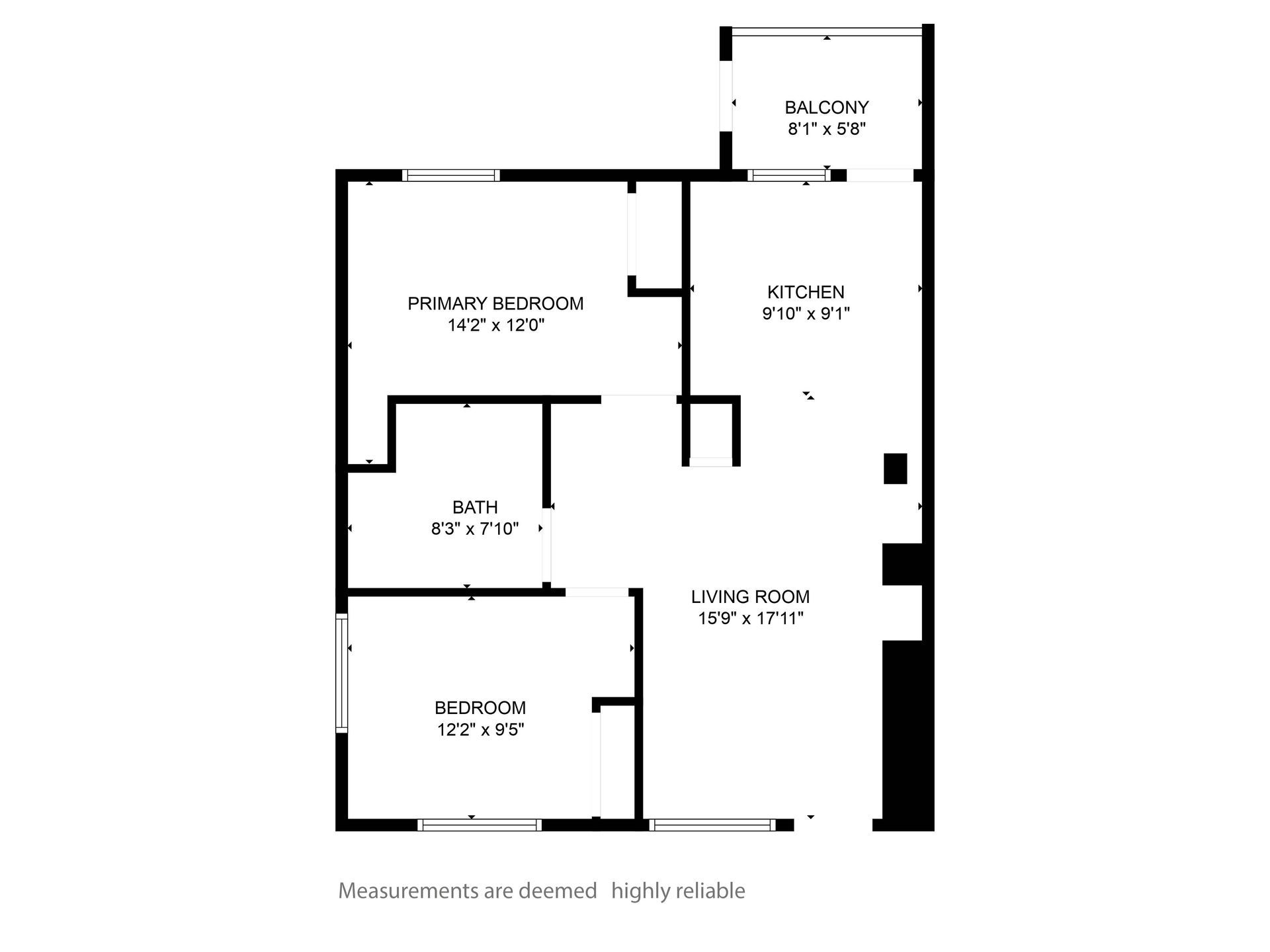 Black-and-white house floor plan with labeled rooms and walls.