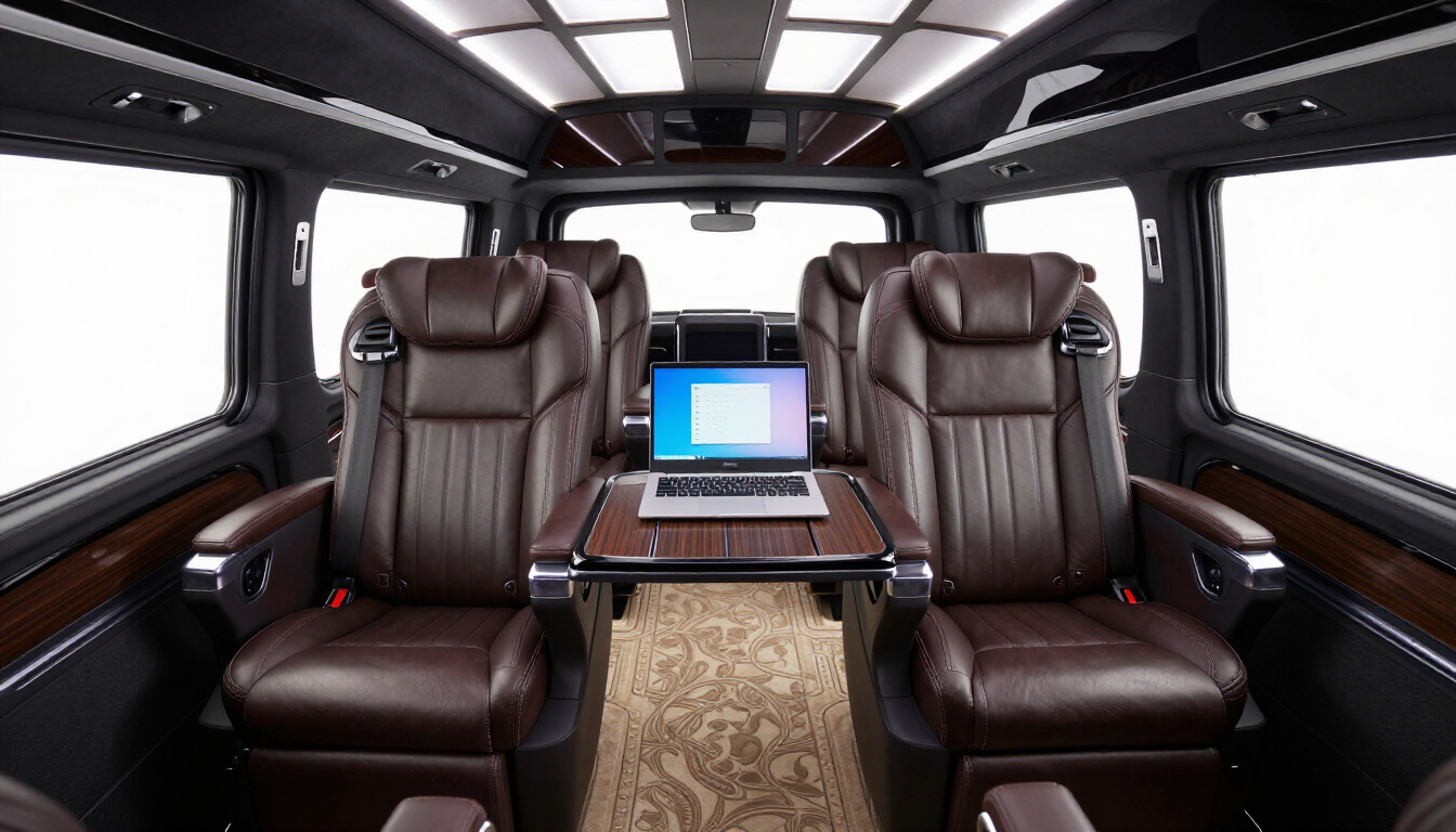 Interior de camioneta ejecutiva de lujo