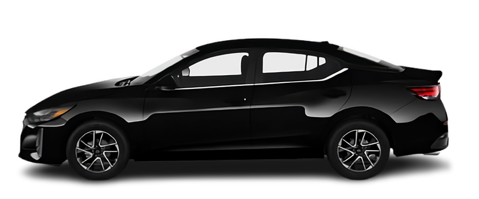 Auto sedán negro visto de lado