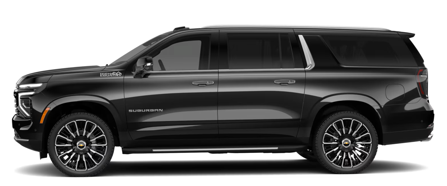 SUV de lujo negro de perfil lateral sobre fondo blanco.