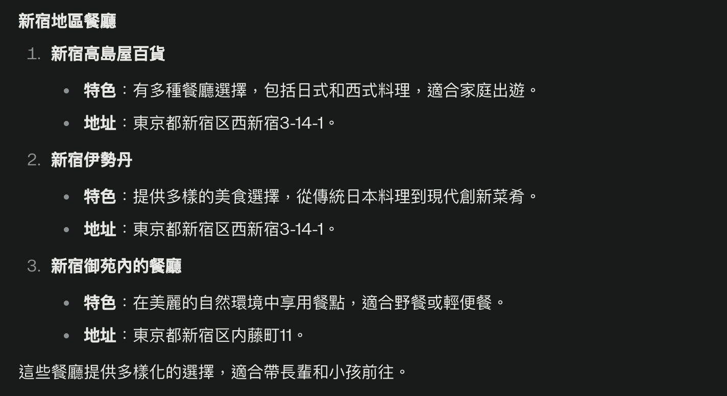 Perplexity規劃旅遊行程
