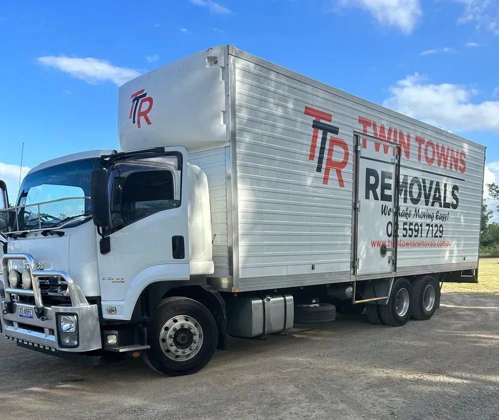 White Removal Truck Parked On Gravel - Twin Towns Removals Mid North Coast In Gloucester, NSW