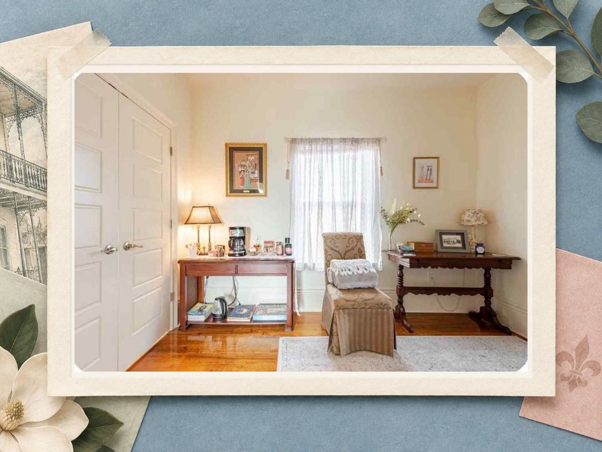 Cozy sitting and coffee area at The New Marigny House vacation rental in New Orleans