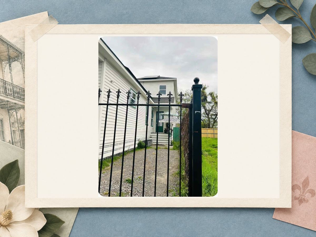 Front gate view of The New Marigny House vacation rental in St. Roch, New Orleans