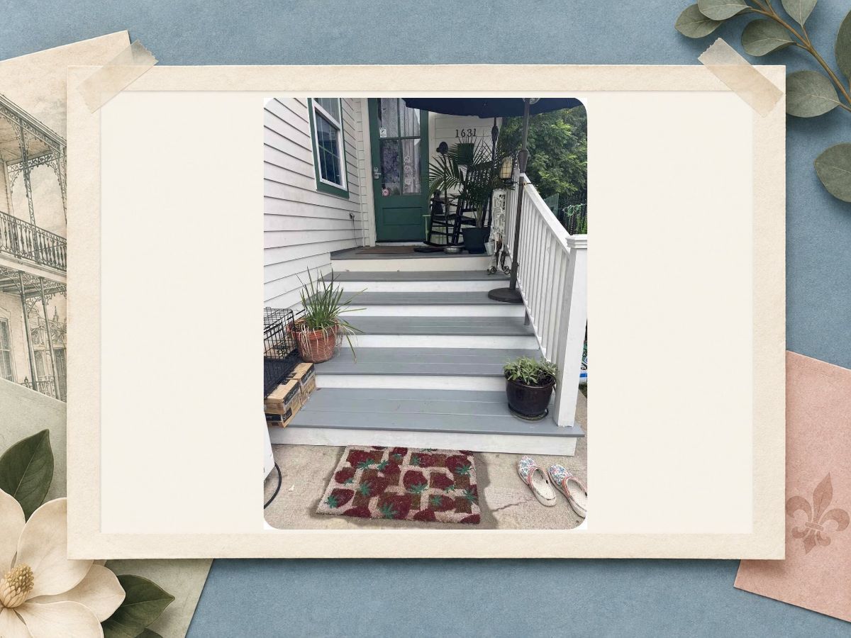Front steps and entry at The New Marigny House vacation rental in St. Roch, New Orleans