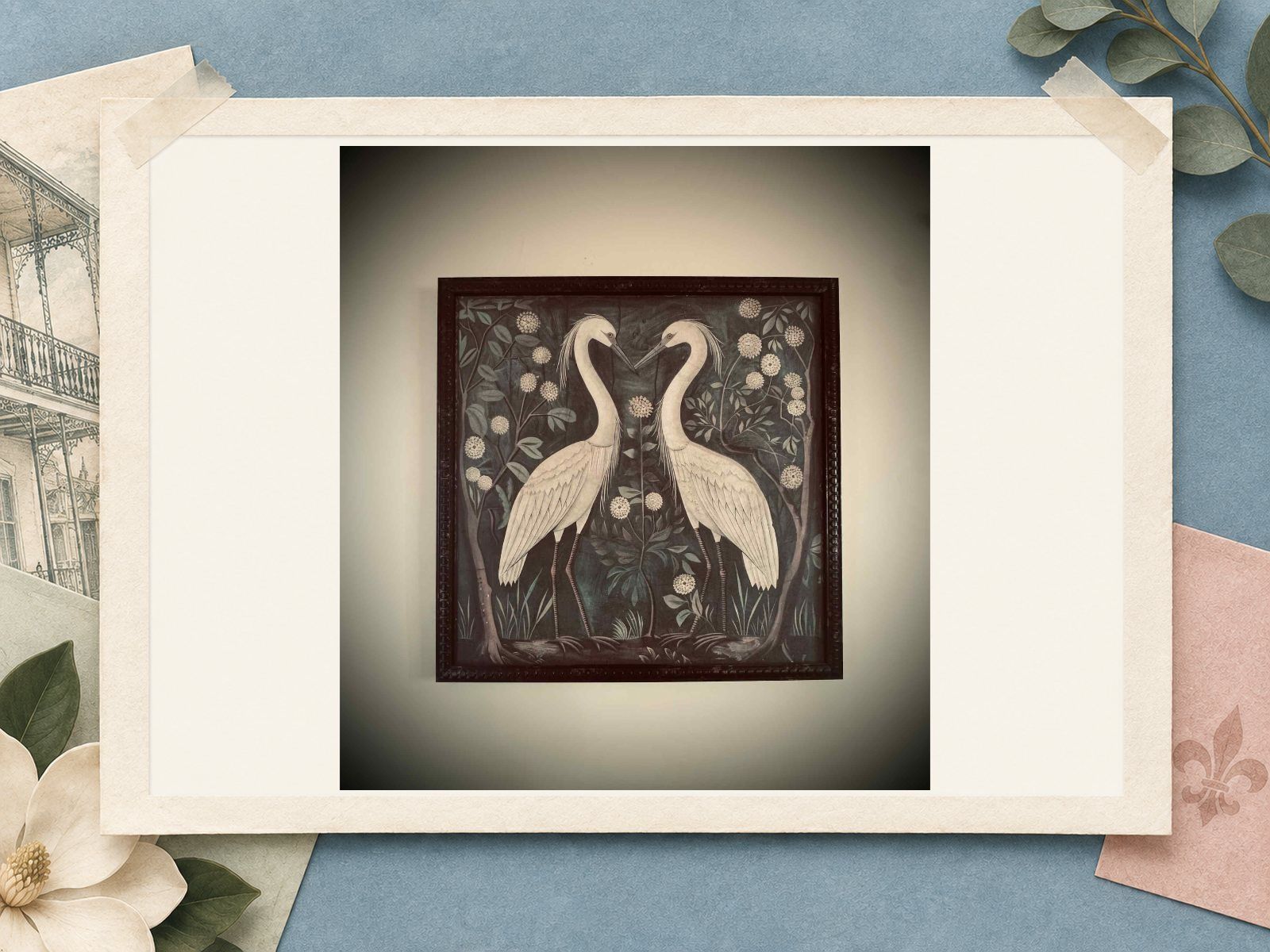 Framed bird artwork at The New Marigny House vacation rental in St. Roch, New Orleans