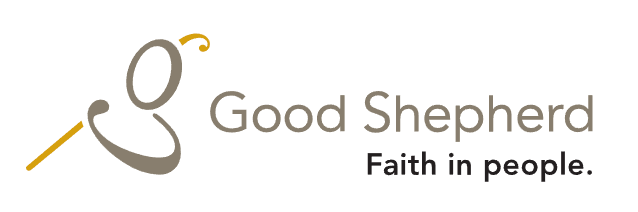 Logo of Good Shepherd with a stylized shepherd's crook and the text 