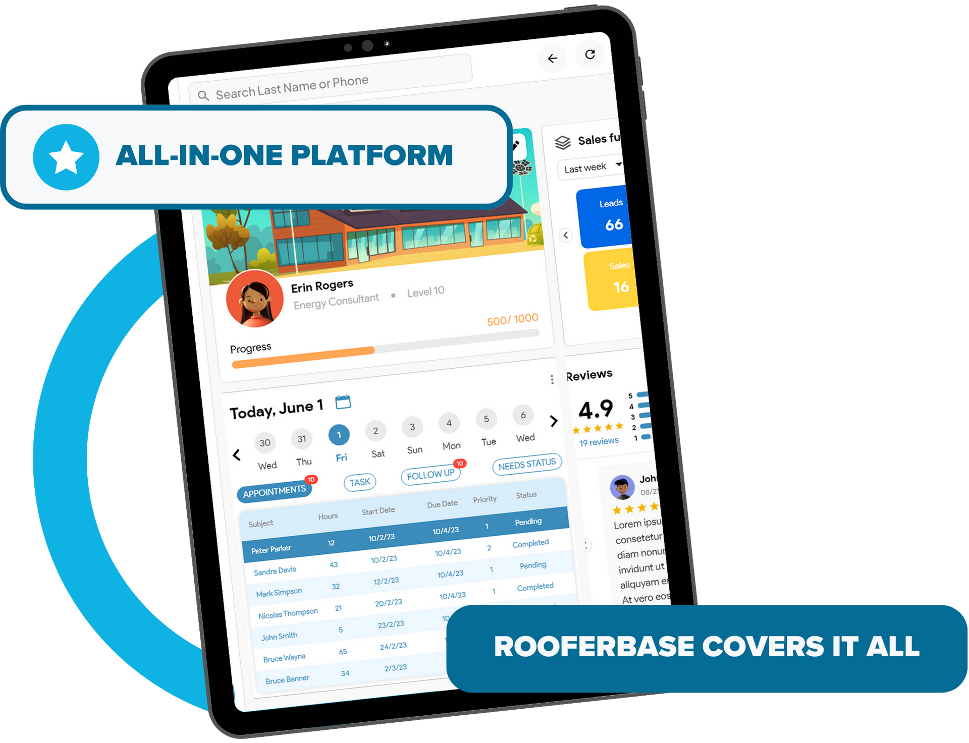 RooferBase All-In-One Full-Featured Software Platform