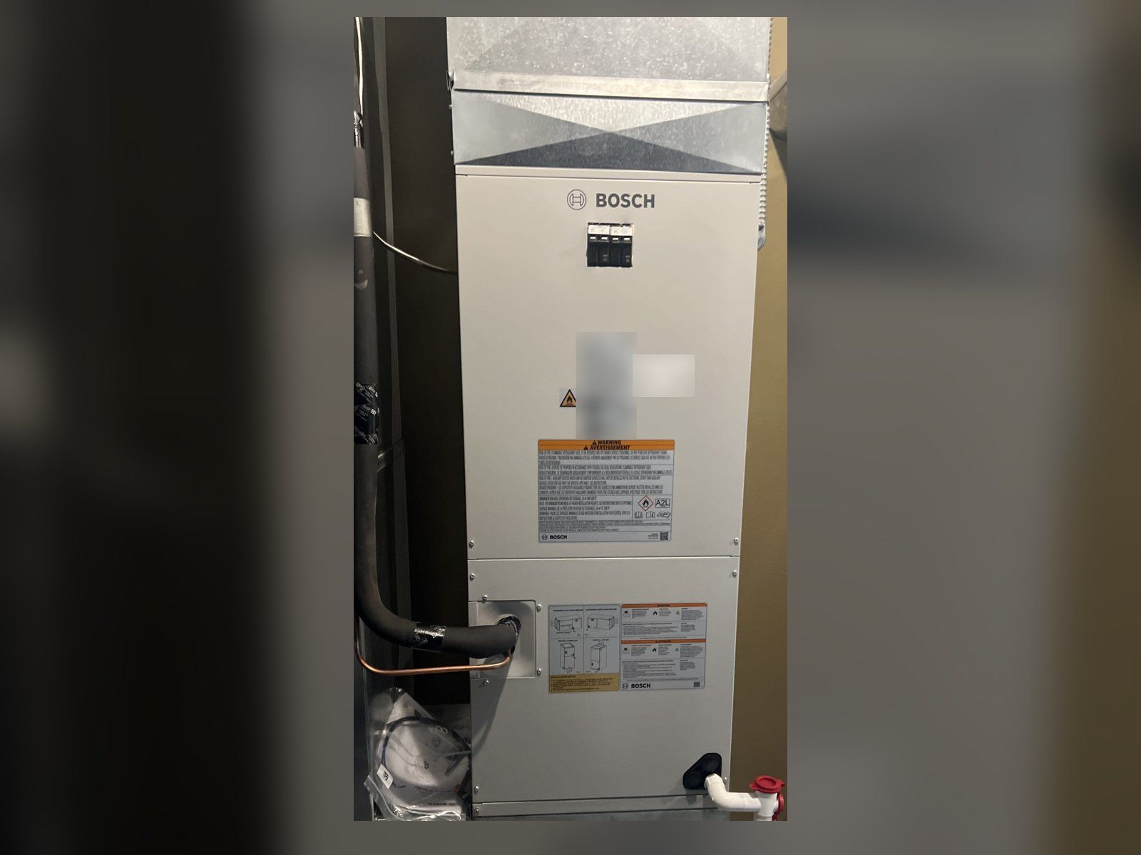 New Bosch air handler with electric backup heat, installed by Alpine Aire in a Leavenworth, WA home