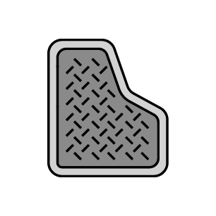 Gray car floor mat with a diamond plate texture pattern and a black border.