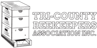 A white logo for Tri-County Beekeepers Association Inc.
