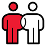 Deux figures stylisées, l'une rouge, l'autre blanche, côte à côte.