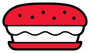 Burger rouge à garniture blanche.