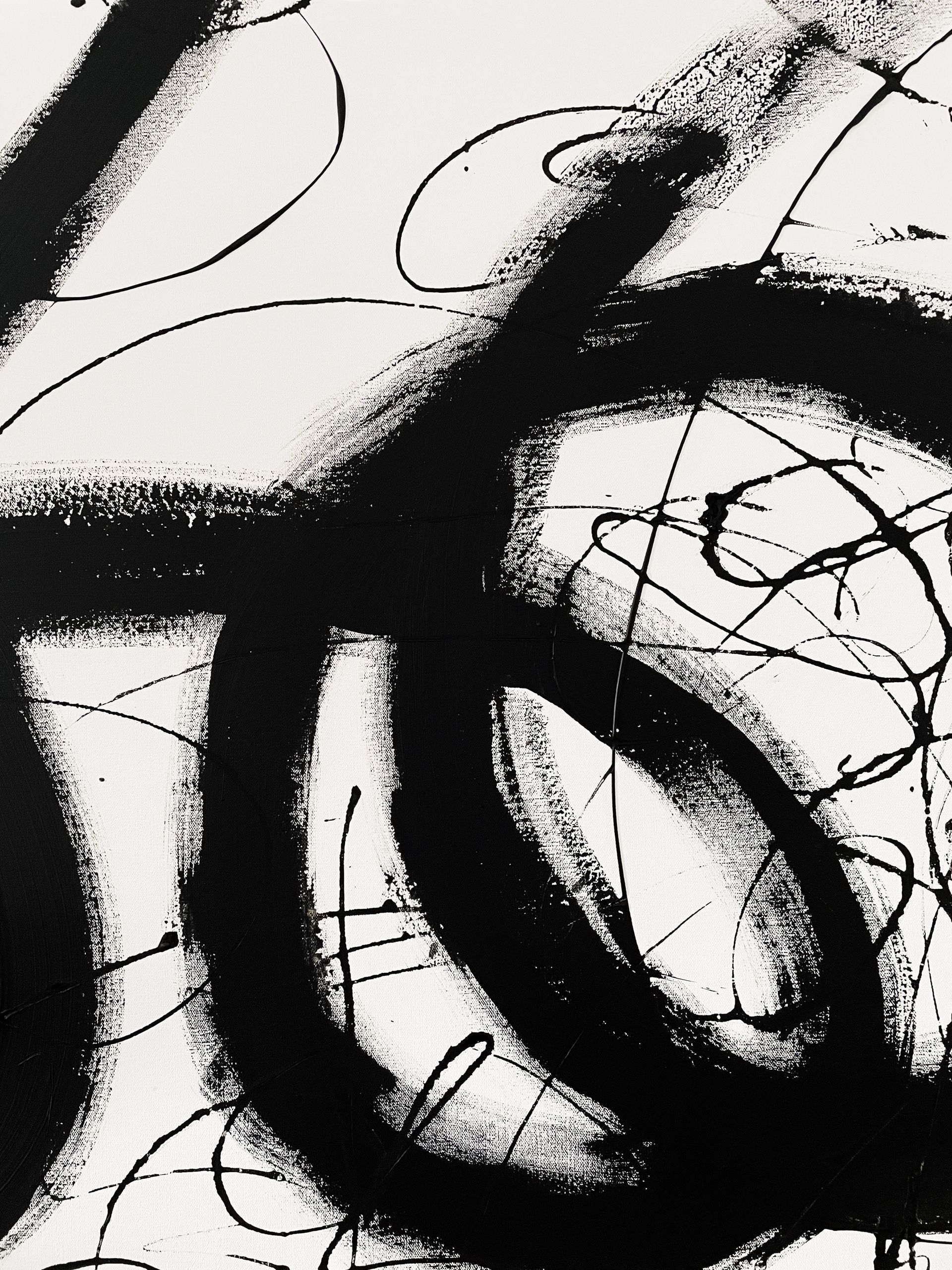 A close up of a black and white drawing