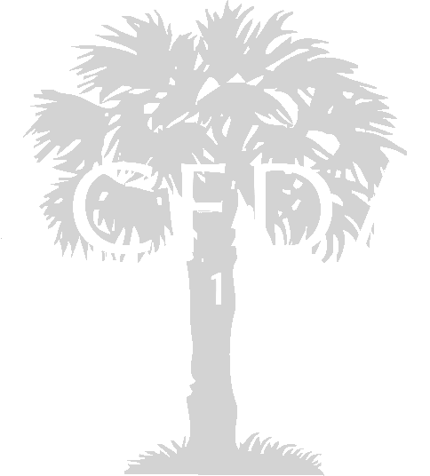 Palm tree silhouette with “CFD” and a small “1” in the trunk center