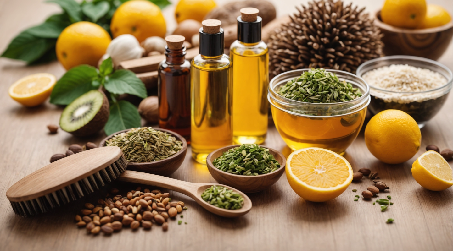 A variety of foods that promote healthy hair growth A variety of foods that promote healthy hair growth