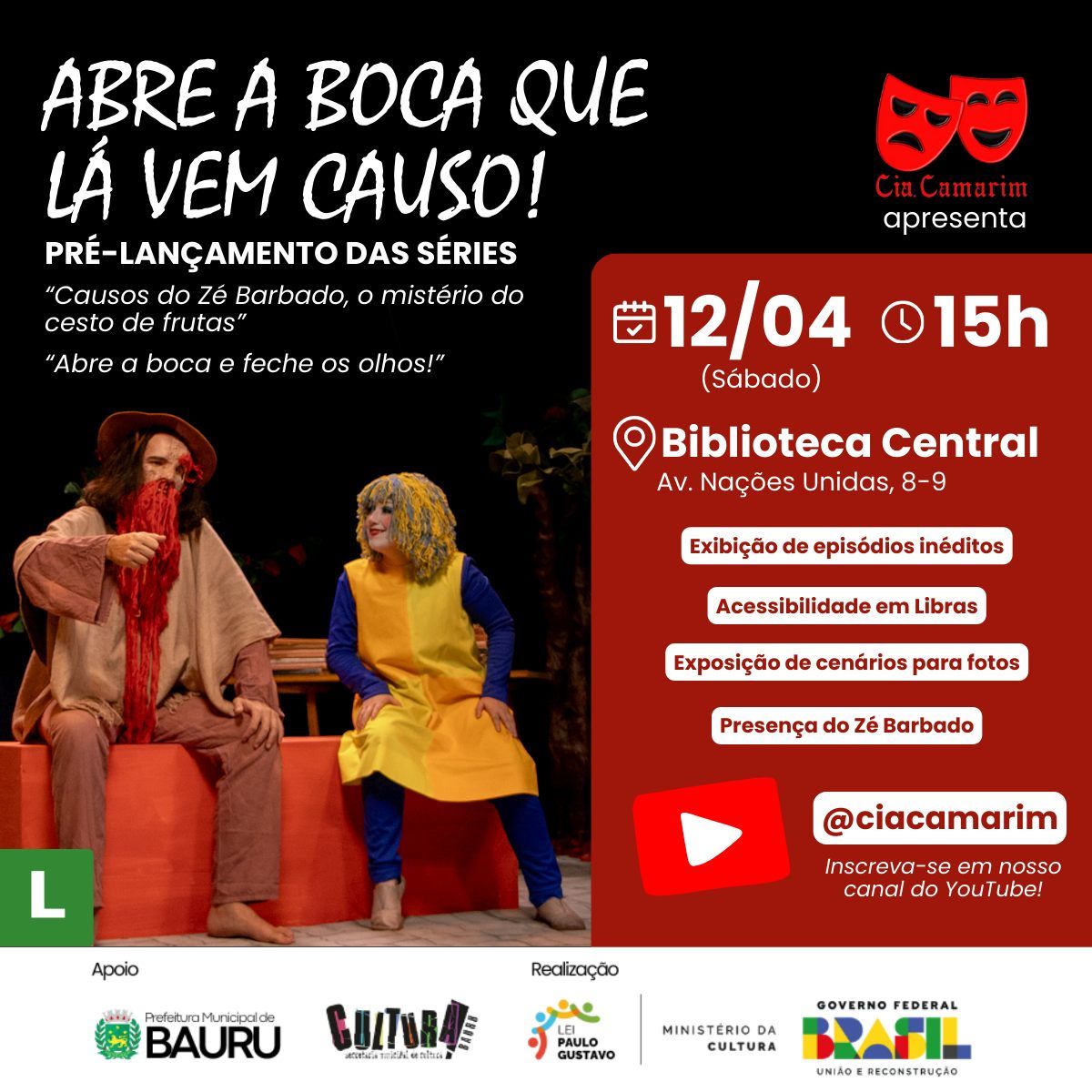 Cartaz do evento “Abre a boca que lá vem causo!”
