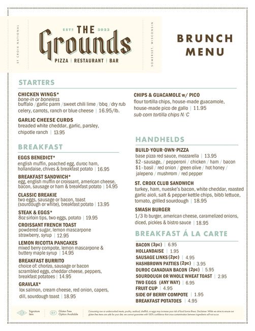 The lunch and Dinner menu.