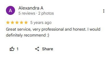 Un avis cinq étoiles sur Google, rédigé par Alexandra A
