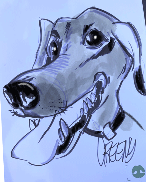 Pet portraits drawing realistic Dogs at live events.