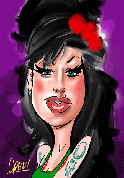 Amy Winehouse celebrity caricature of the week bt cartoonist David Green