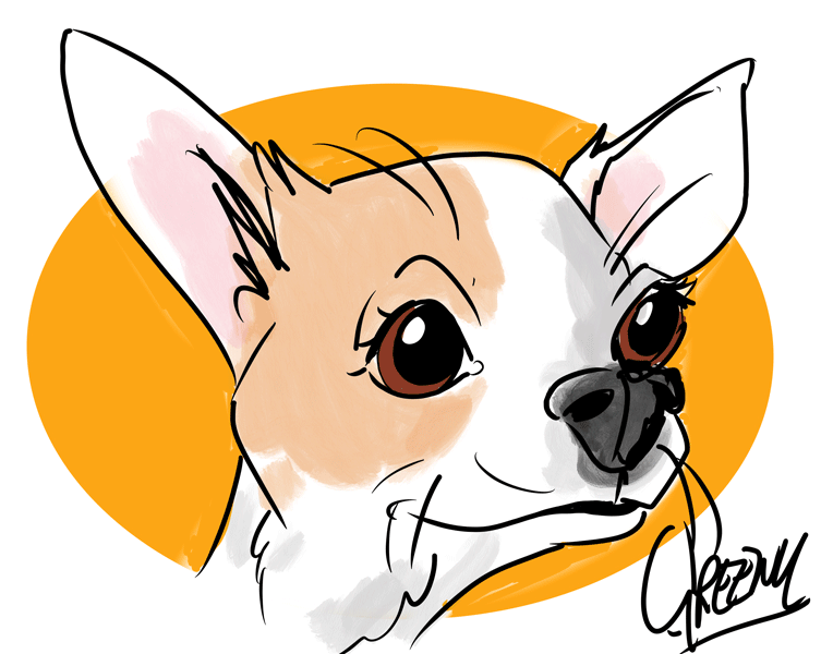 Dog digital drawings at events, live cartoon of pooches