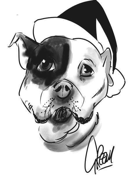 Drawing dogs at events, digital fun portraits of pooches by animal artist David Green