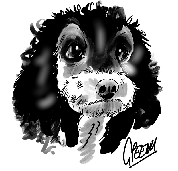 Drawing dogs at events, digital fun portraits of pooches by animal artist David Green