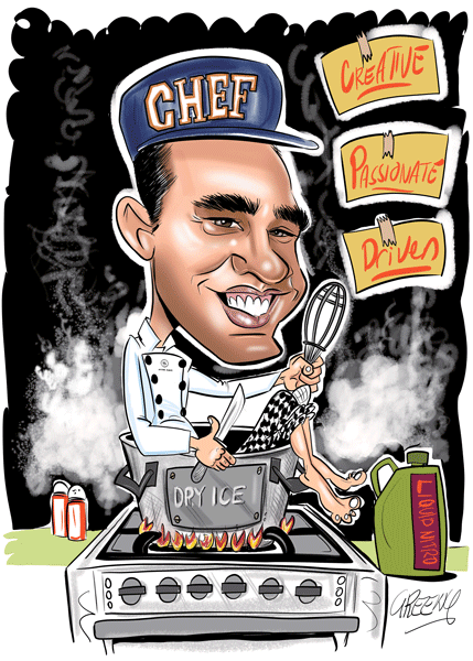 Caricature from photos by cartoonist David Green Gallery